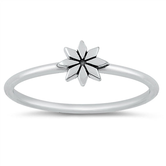 Nordic Scandinavian Style Star Flower Ring .925 Sterling Silver Band Sizes 4-10