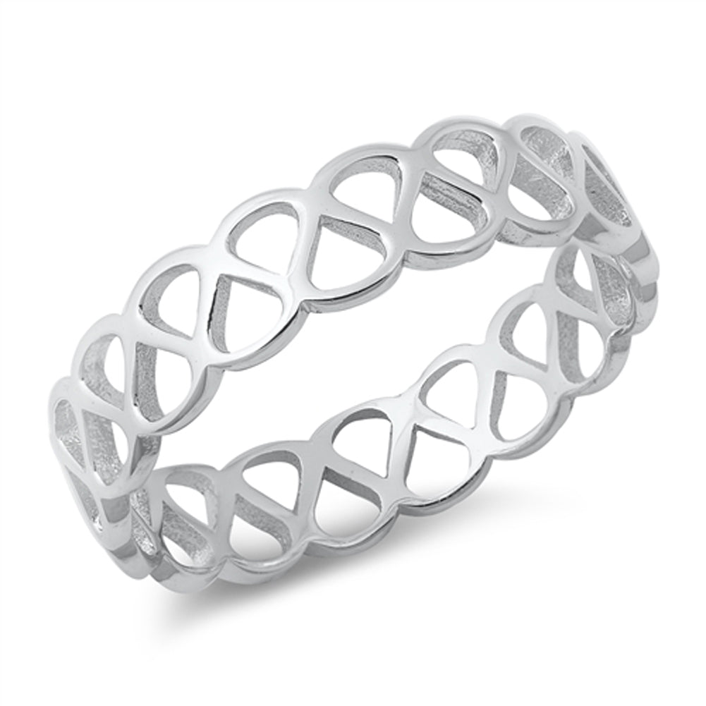 Honeycomb Eternity Knot Unique Ring New .925 Sterling Silver Band Sizes 5-10