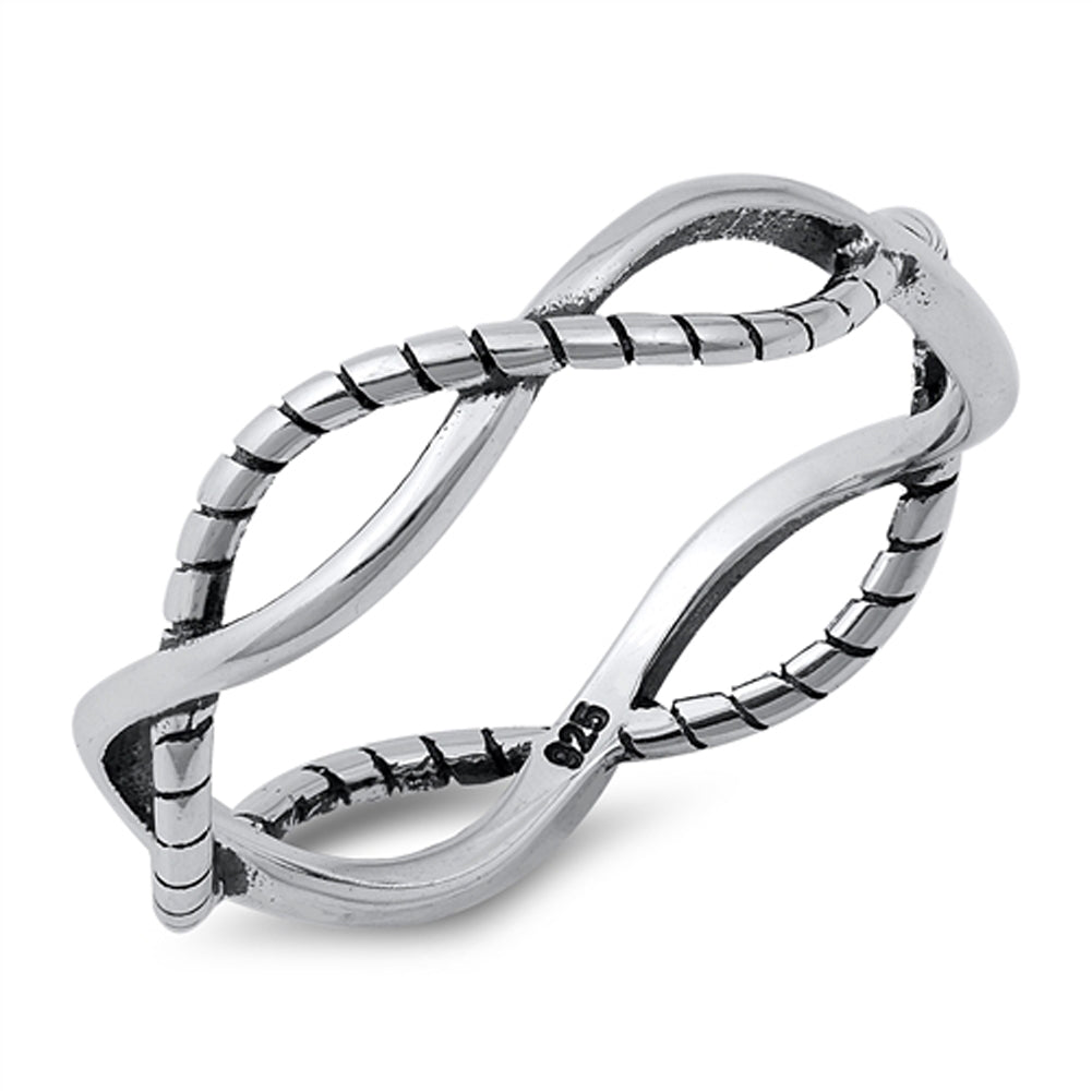 Infinity Rope Unique Fashion Ring New .925 Solid Sterling Silver Band Sizes 4-10