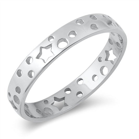 Cute Cutout Star Polka Dot Ring New .925 Sterling Silver Band Sizes 4-10