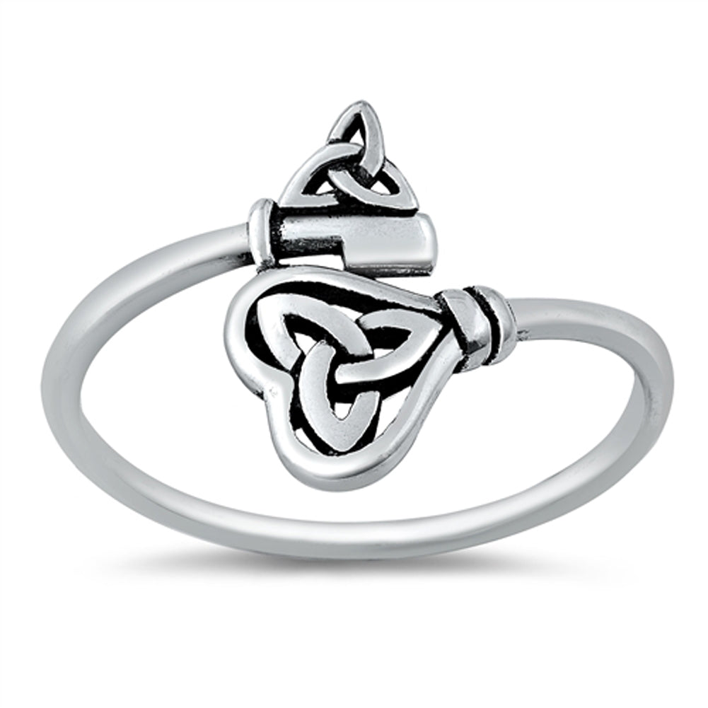 Celtic Triquetra Love Key Wrap Ring New .925 Sterling Silver Band Sizes 4-10