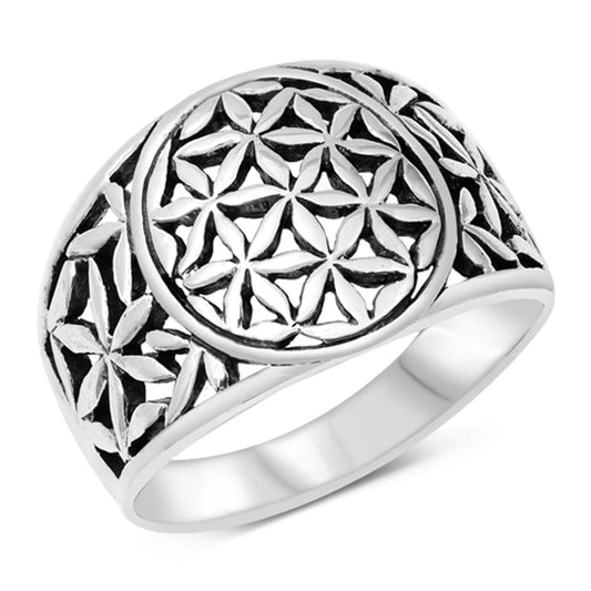 Cutout Flower Floral Statement Ring New .925 Sterling Silver Band Sizes 7-13