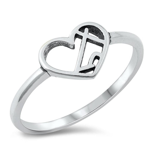 Cross Promise Heart Love Christ Ring New .925 Sterling Silver Band Sizes 4-10