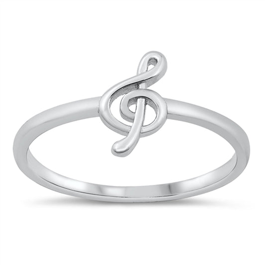 Simple Treble Clef Music Ring New .925 Sterling Silver Band Sizes 4-10