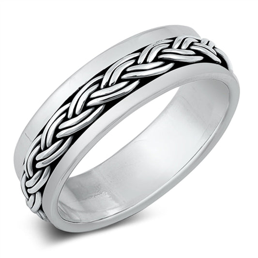 Simple Celtic Double Braid Ring New .925 Sterling Silver Band Sizes 7-13