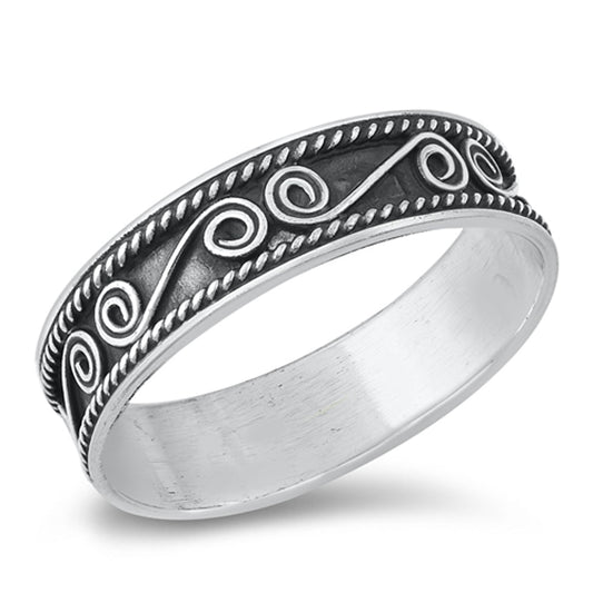 Filigree Swirl Rope Halo Ring .925 Sterling Silver Band Sizes 5-10