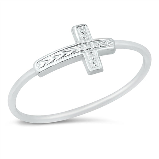 Elegant Vintage Style Sideways Cross Ring.925 Sterling Silver Sizes 3-10