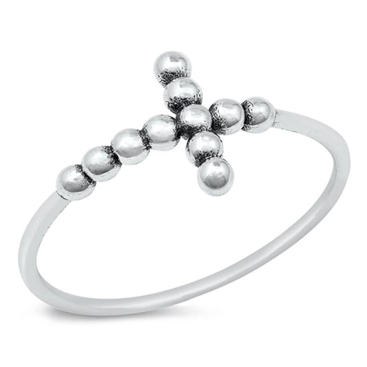 Sideways Cross Bubble Ring New .925 Sterling Silver Band Sizes 4-10