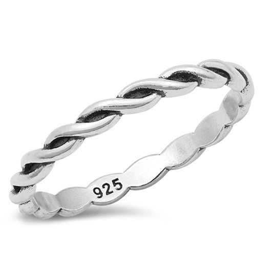 Rope Twist Stacking Ring New .925 Sterling Silver Band Sizes 2-10