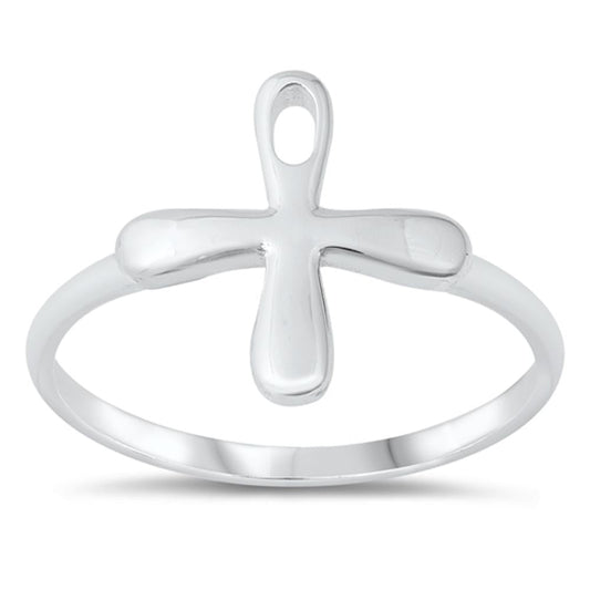 High Polish Ankh Cross Ring New .925 Sterling Silver Band Sizes 4-10