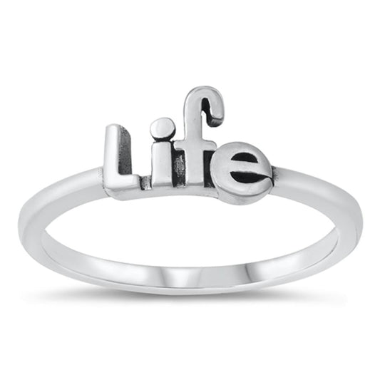 Life Letters Word Script Ring New .925 Sterling Silver Band Sizes 4-10