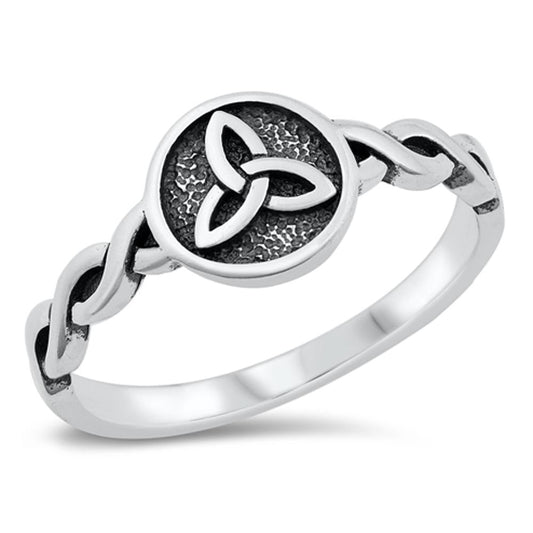 Triquetra Norse Symbol Eternal Life Ring .925 Sterling Silver Band Sizes 4-10