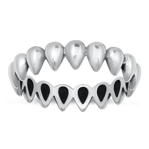 Unique Teardrop Teeth Crown Water Ring New .925 Sterling Silver Band Sizes 4-10