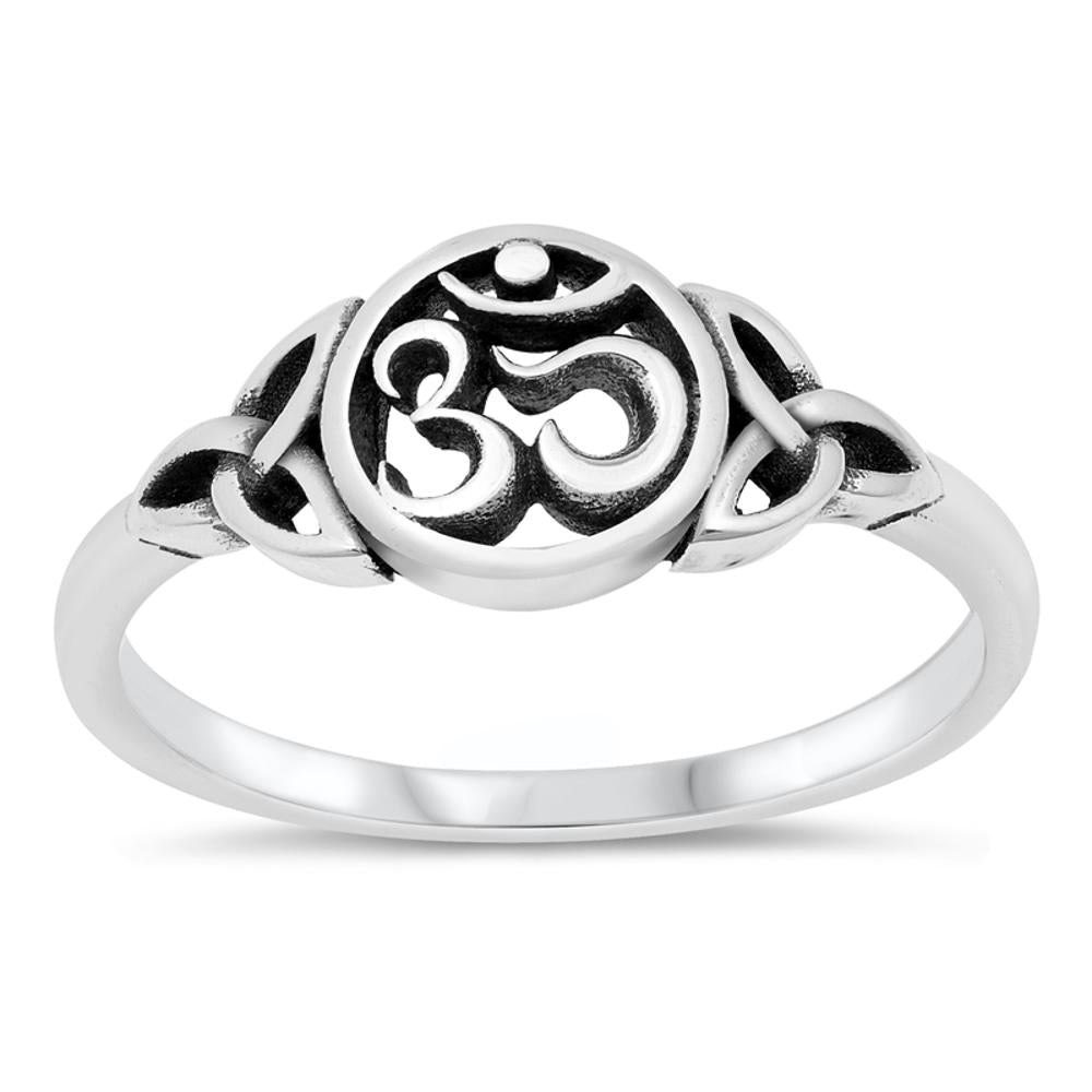 Elegant Ohm Celtic Om Symbol Ring New .925 Sterling Silver Band Sizes 5-10