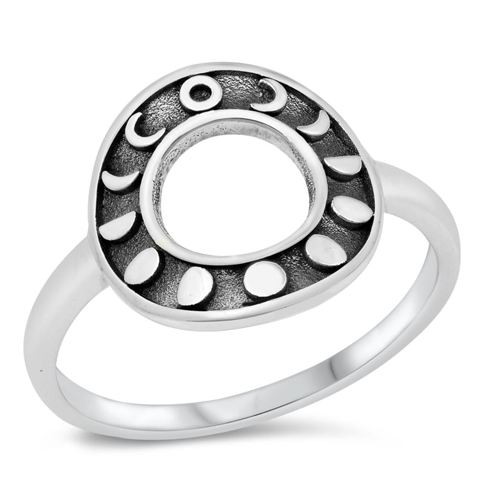 Moon Phases Open Circle Ring New .925 Sterling Silver Band Sizes 5-12