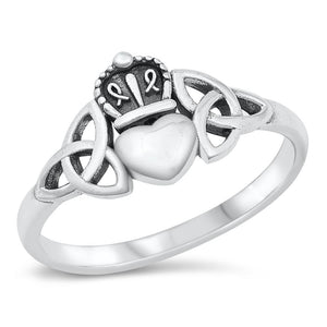 Celtic Claddagh True Love Friendship Ring .925 Sterling Silver Band Sizes 4-10