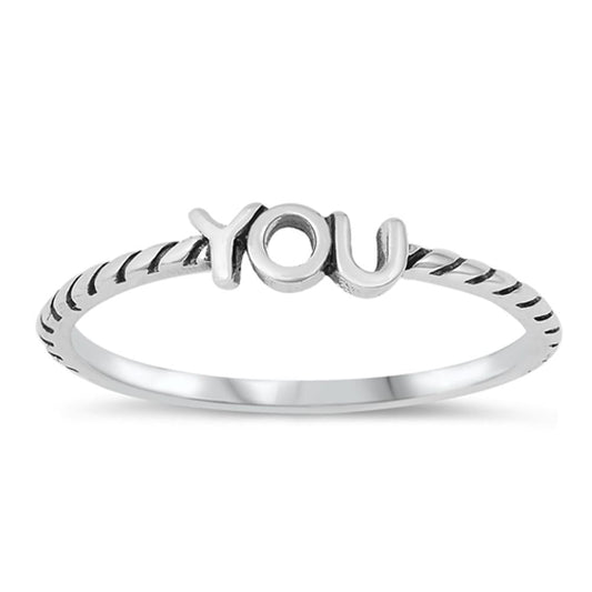 Script You Infatuation Love Unique Ring New .925 Sterling Silver Band Sizes 4-10