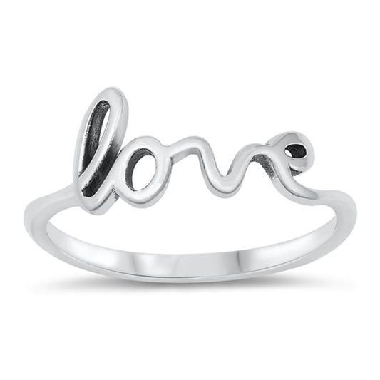 Love Script Written Classic Cute Ring New .925 Sterling Silver Band Sizes 4-10