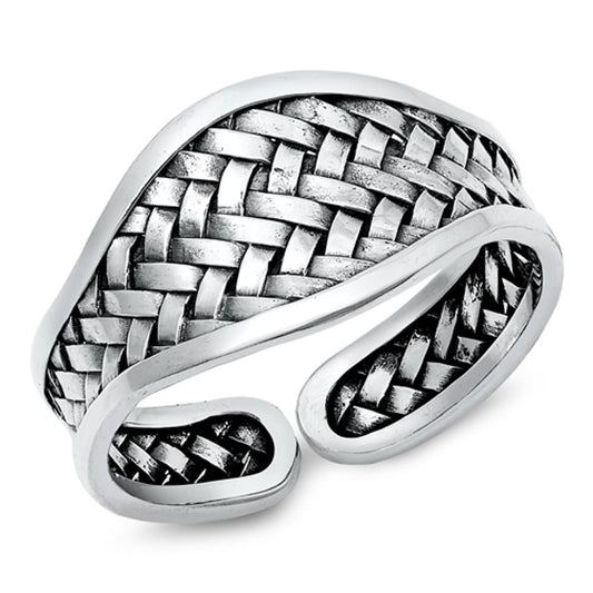 Open Braided Whicker Classic Ring New .925 Sterling Silver Band Sizes 6-10