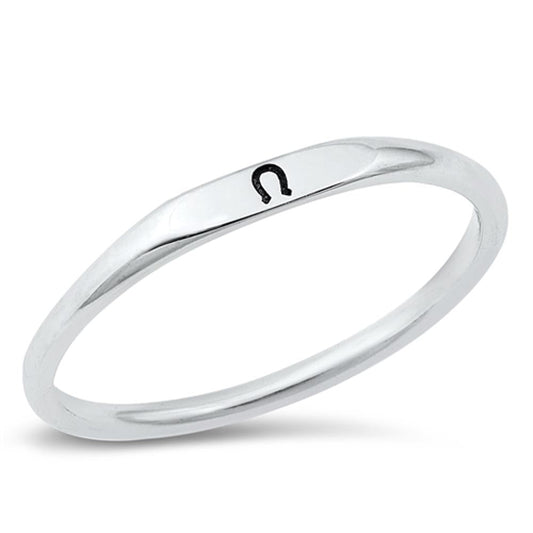 Thin Lucky Horseshoe Stacking Cute Ring New .925 Sterling Silver Band Sizes 4-10