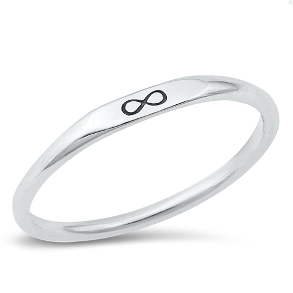 Infinity Symbol Thin Stacking Ring New .925 Sterling Silver Band Sizes 4-10