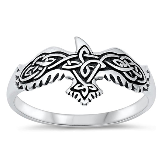 Celtic Eagle Hawk Falcon Unique Ring New .925 Sterling Silver Band Sizes 6-12