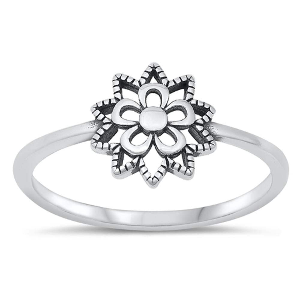 Mandala Flower Sun Guidance Beautiful Ring .925 Sterling Silver Band Sizes 4-10