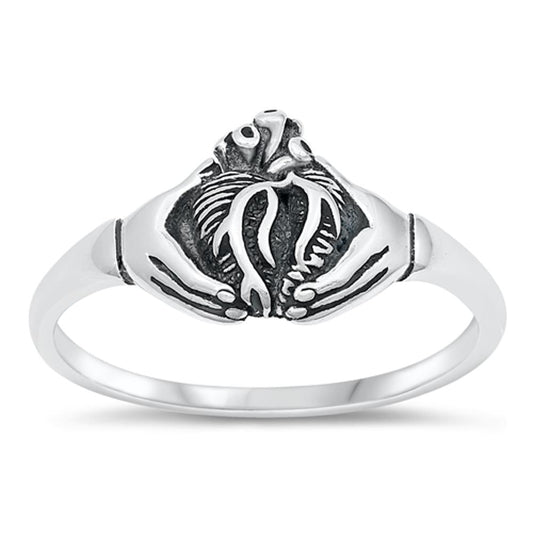 Sterling Silver Human Heart Ring