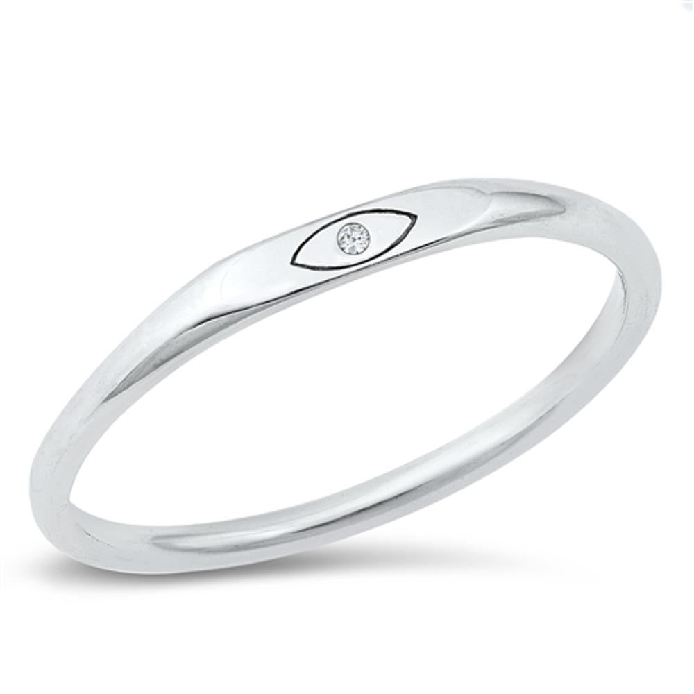 Sterling Silver Clear CZ Eye Ring