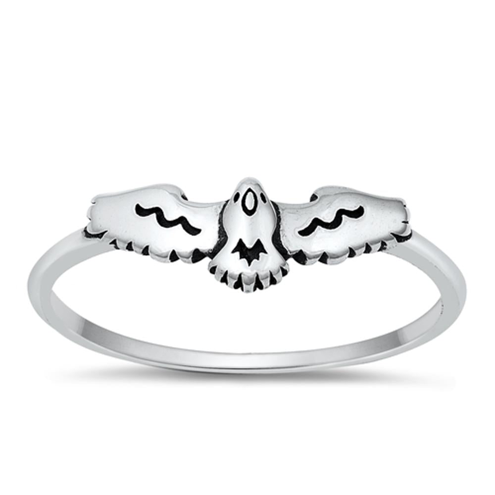 Sterling Silver Hawk Eagle Bird Ring