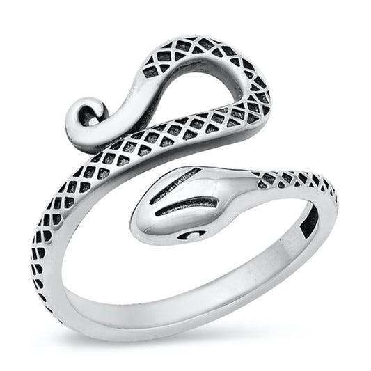 Snake Adder Cobra Copperhead Reptile Ring .925 Sterling Silver Band Sizes 5-10