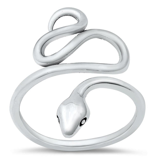 Open Adjustable Snake Serpent Classic Ring .925 Sterling Silver Band Sizes 5-10