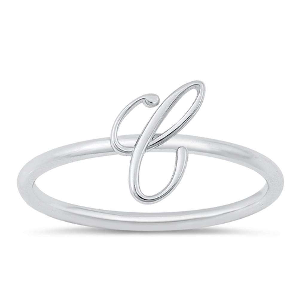 Sterling Silver "C" Initial Ring