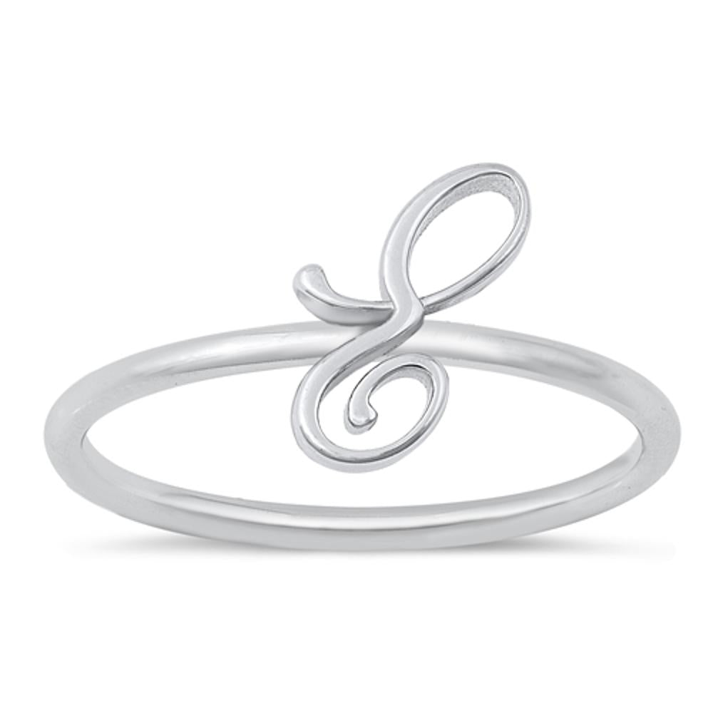 Sterling Silver "E" Initial Ring