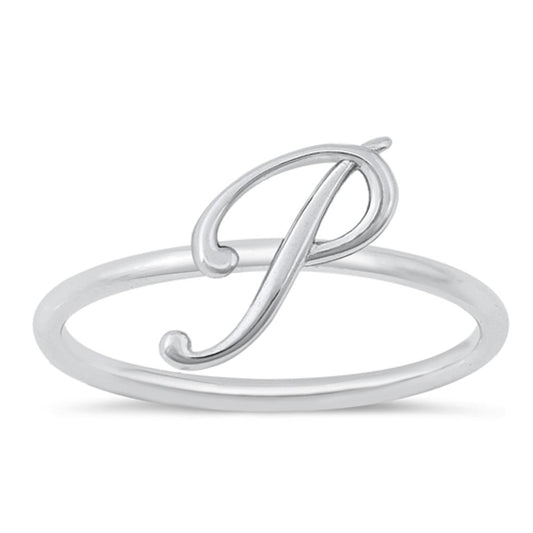 Sterling Silver "P" Initial Ring