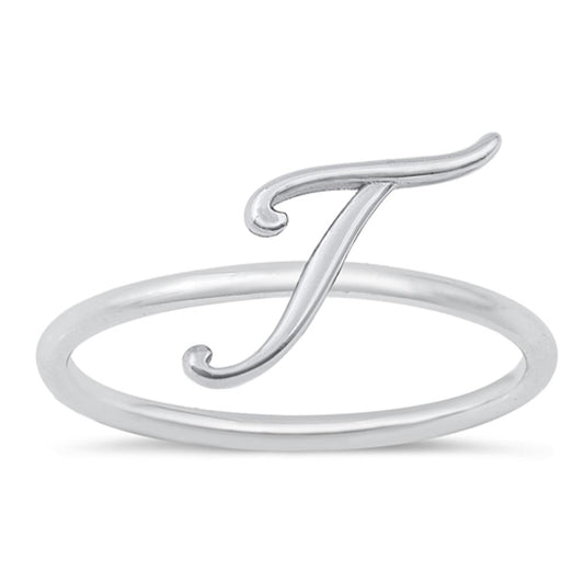 Sterling Silver "T" Initial Ring