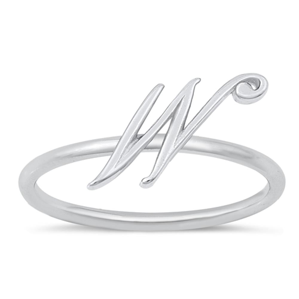 Sterling Silver "W" Initial Ring