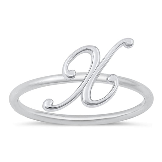 Sterling Silver "X" Initial Ring