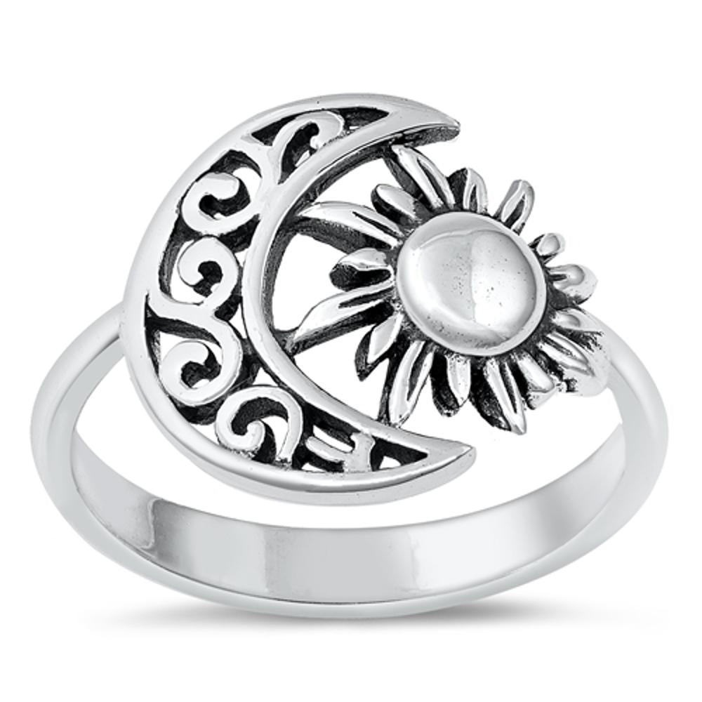 Sterling Silver Sun & Moon Ring