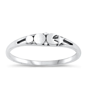 Sterling Silver Star Moon Ring