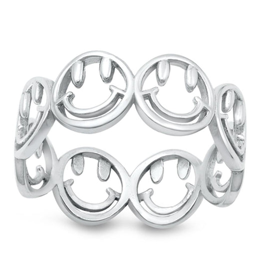 Sterling Silver Happy Face Ring