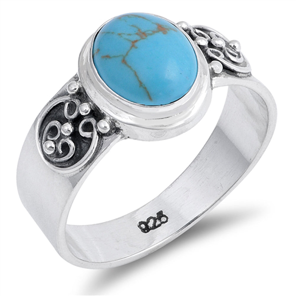 Turquoise Swirl Bali Filigree Cute Ring New .925 Sterling Silver Band Sizes 6-10