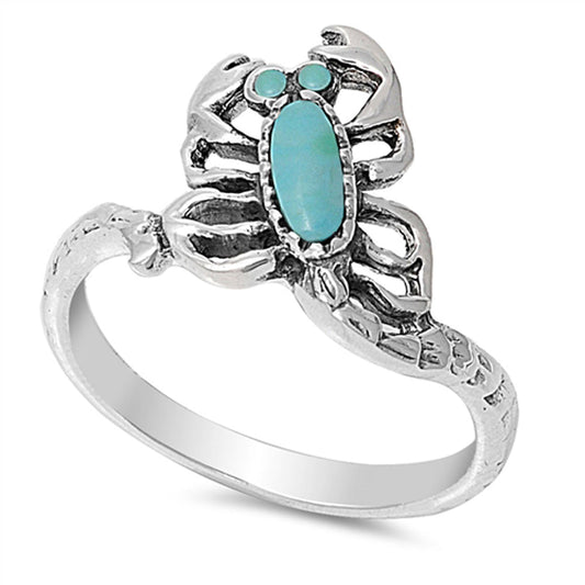 Turquoise Scorpion Unique Animal Ring New .925 Sterling Silver Band Sizes 5-9