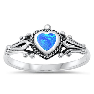 Heart Love Blue Lab Opal Classic Ring New .925 Sterling Silver Band Sizes 4-10