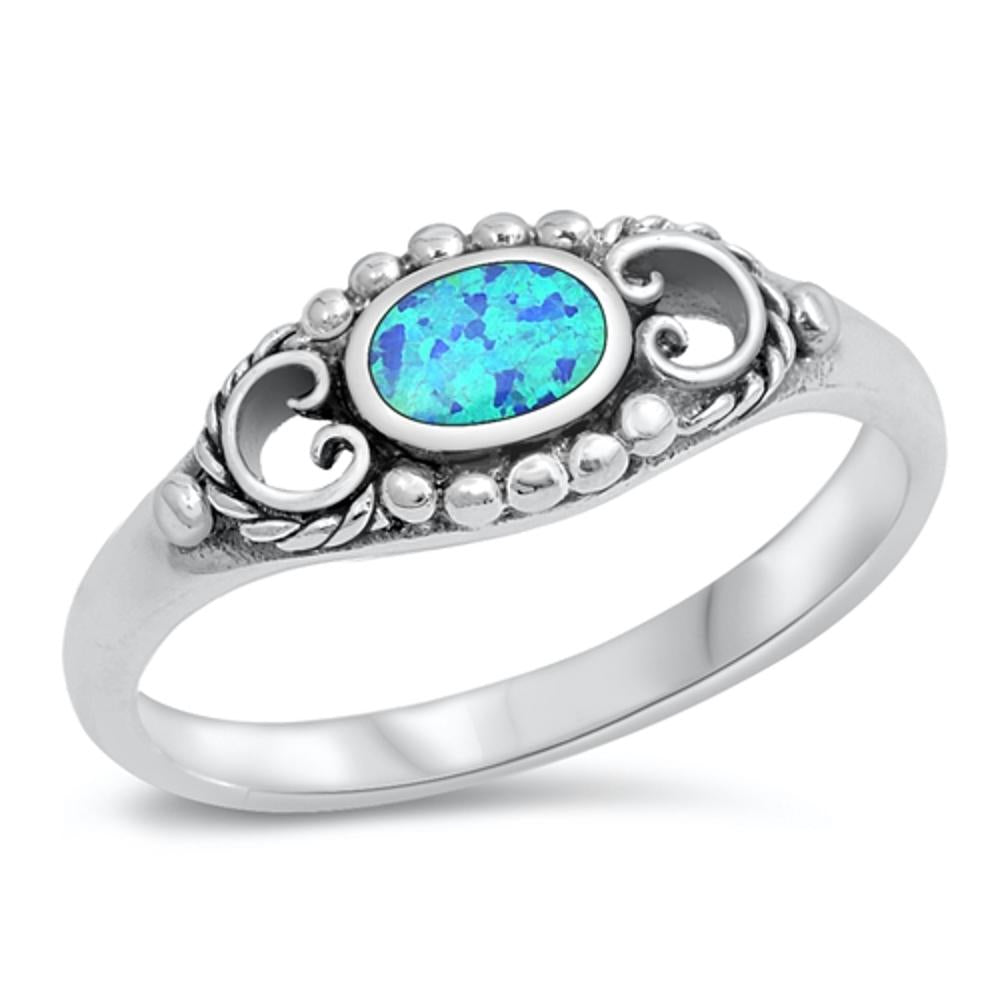 Sterling Silver Blue Lab Opal Ring