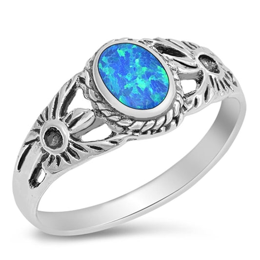 Flower Blue Lab Opal Wholesale Ring New .925 Sterling Silver Band Sizes 4-10