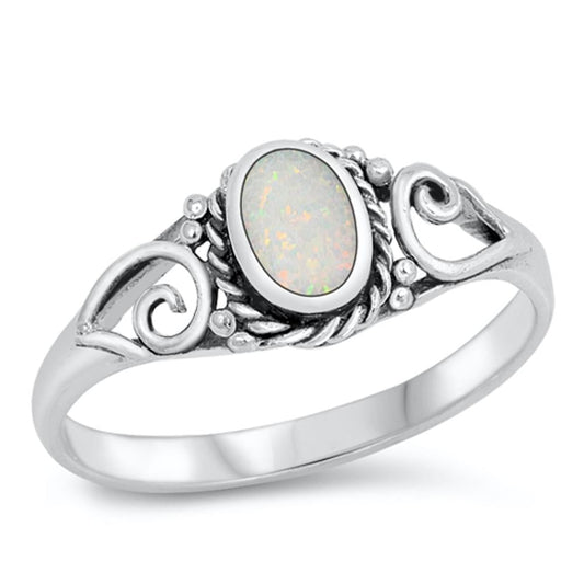 Celtic Rope White Lab Opal Unique Ring New .925 Sterling Silver Band Sizes 4-10