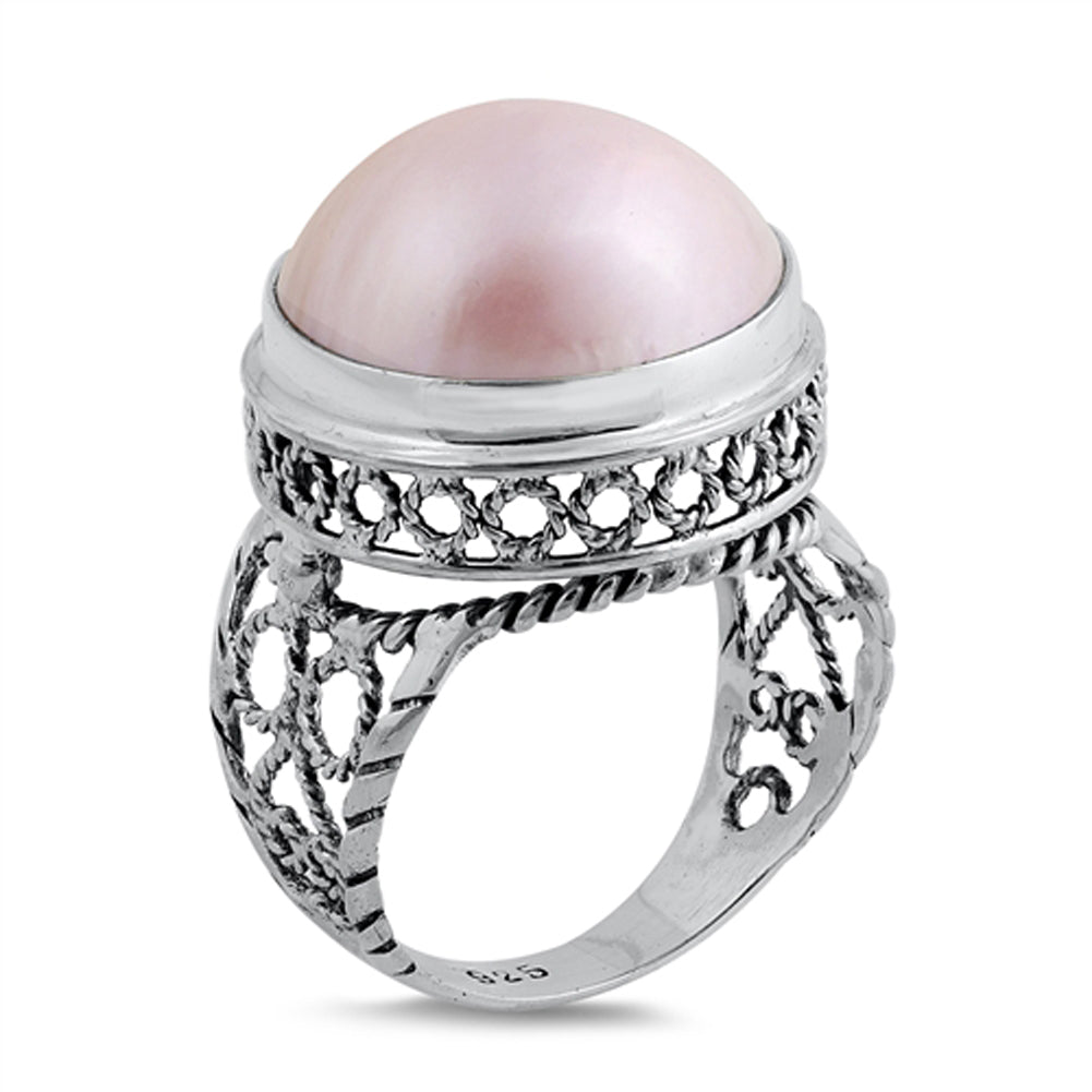 Freshwater Pearl Rope Halo Filigree Ring New 925 Sterling Silver Band Sizes 6-9