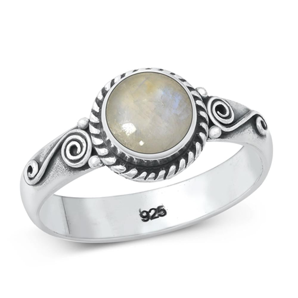 Sterling Silver Moonstone Bali Ring