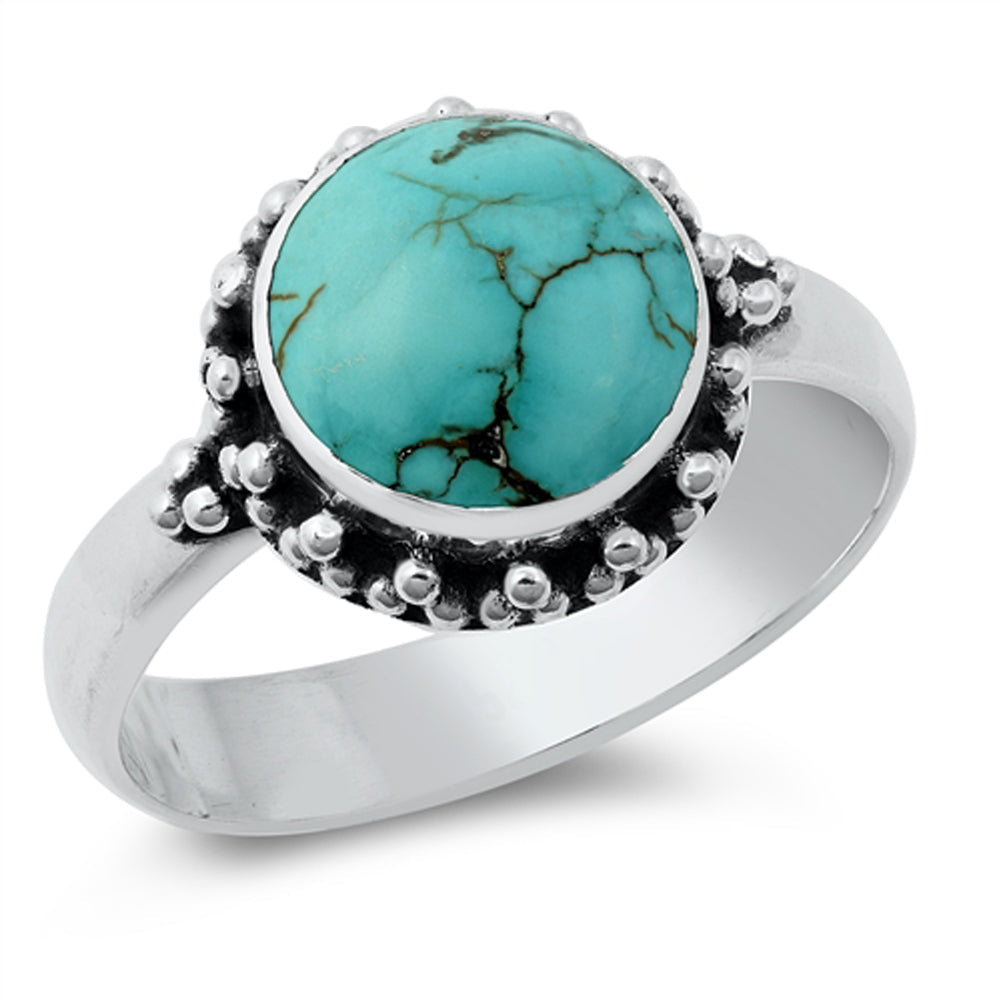 Turquoise Fashion Ring New .925 Sterling Silver Band Sizes 6-10